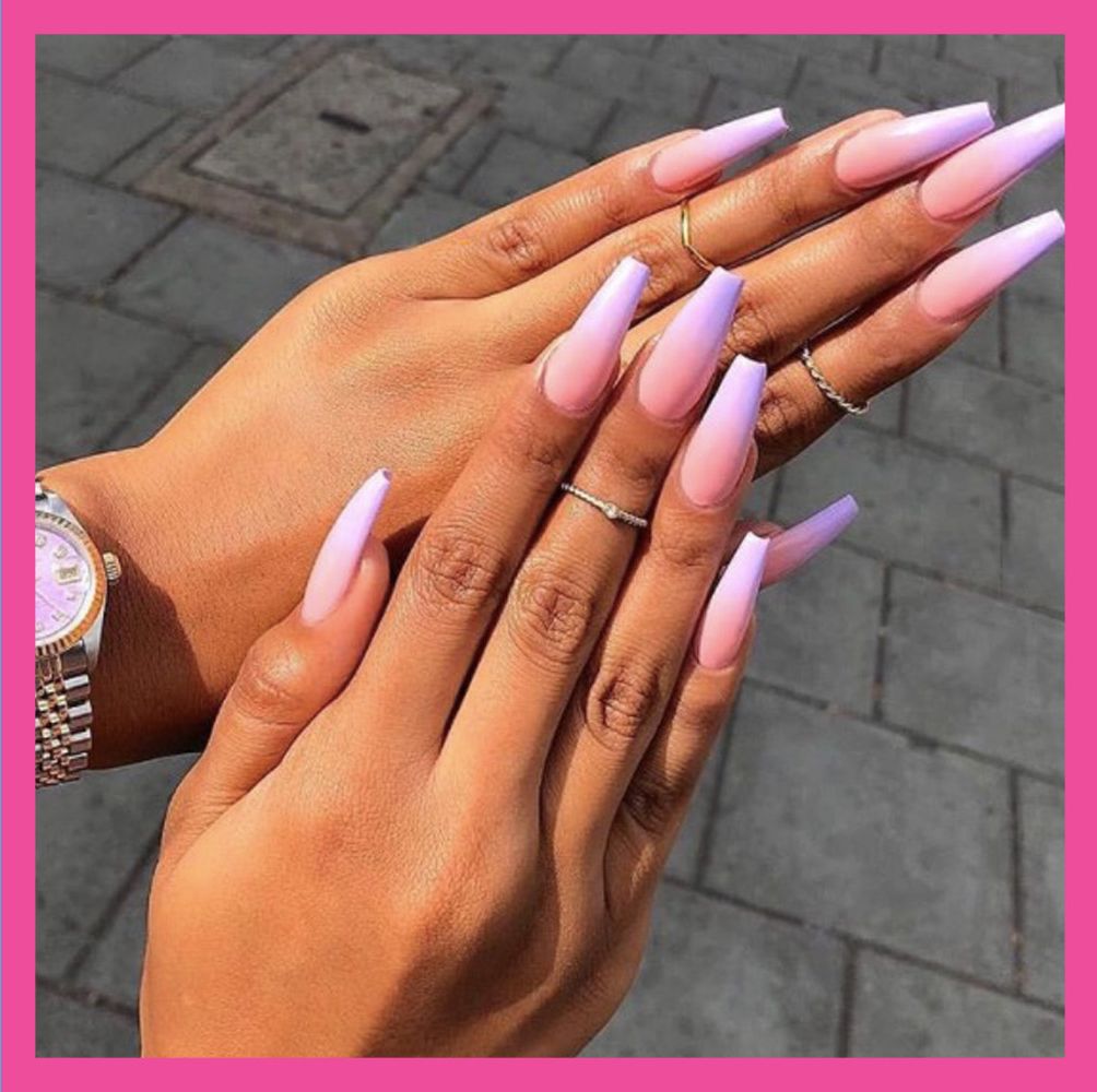 Lilac and White Nails