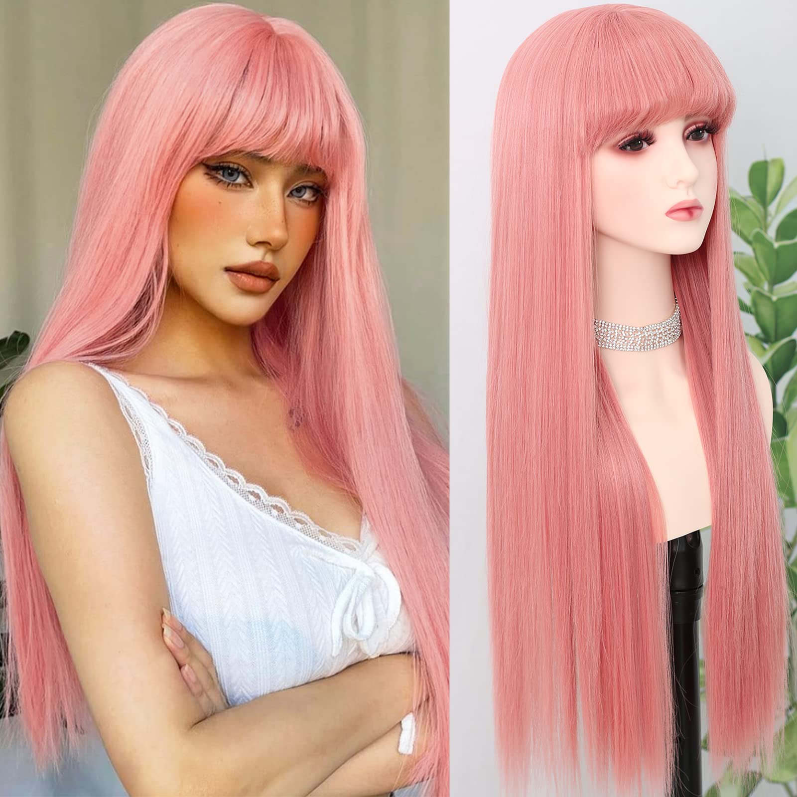 pink wig human hair