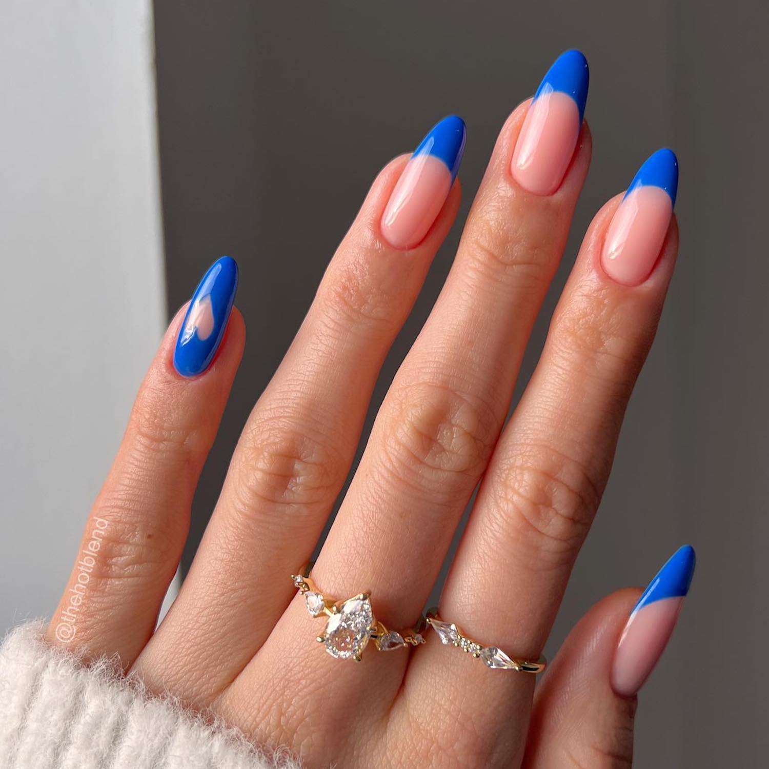 Blue French Tip Nails