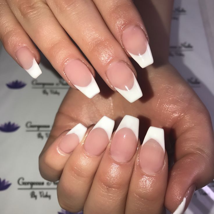 coffin french tip nails