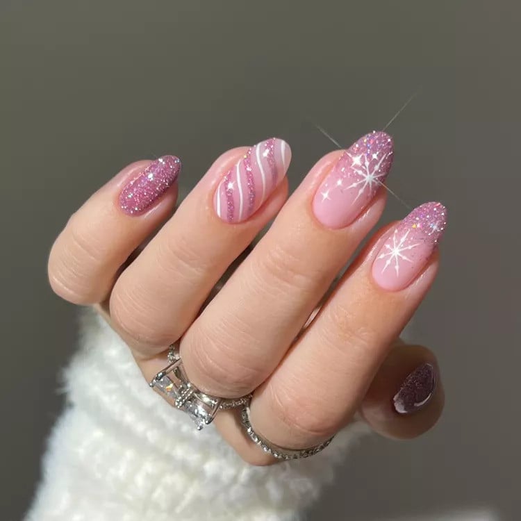 Pink Christmas Nails