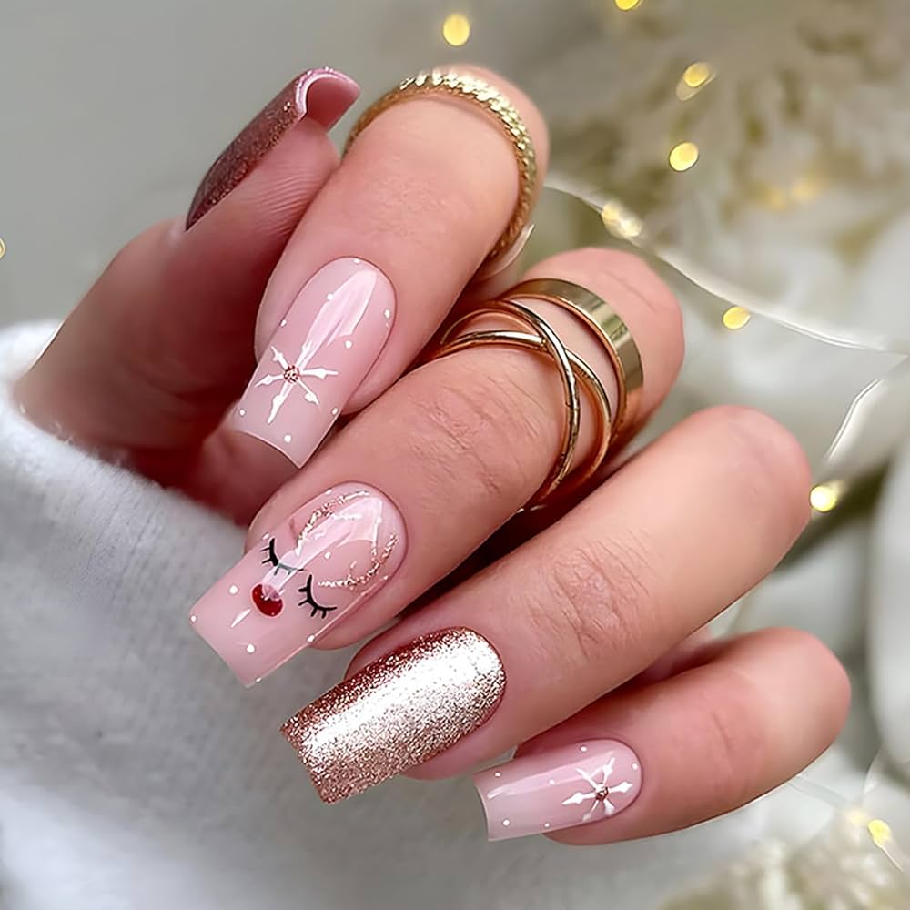 Pink Christmas Nails