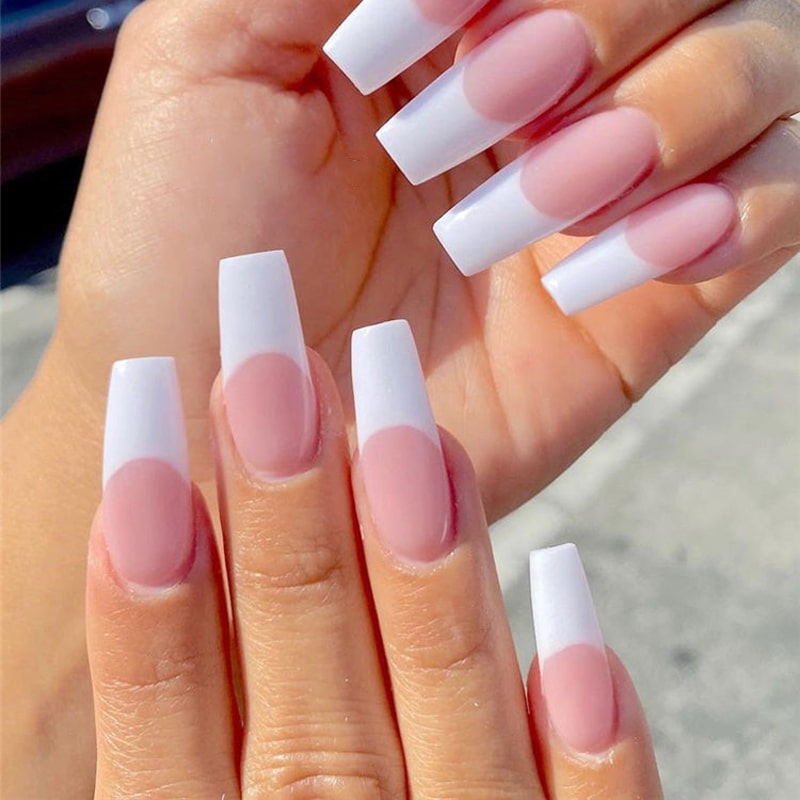 pink and white nails